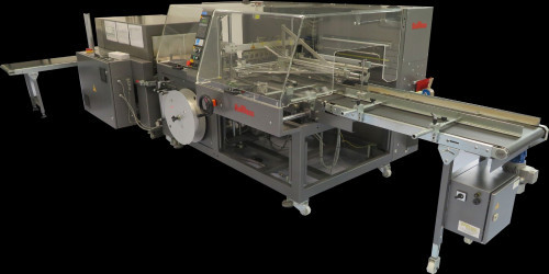 42085: Horizontale Folienverpackungsmaschine mit Schrumpftunnel  KALLFASS